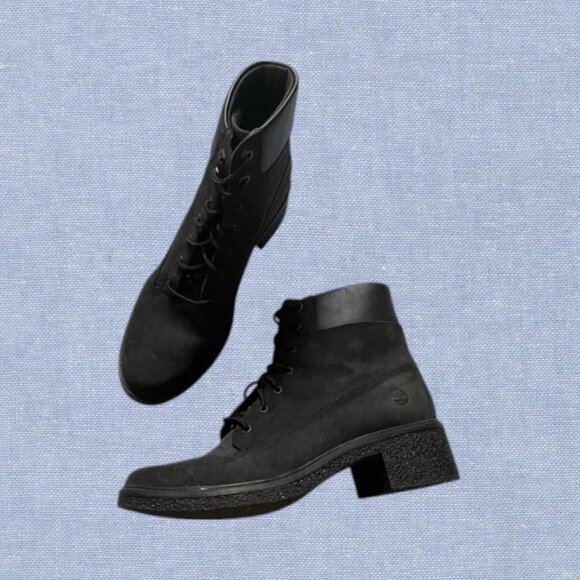 Timberland Moto Lace Up Ankle Booties Size 8 in Black - Picture 1 of 9